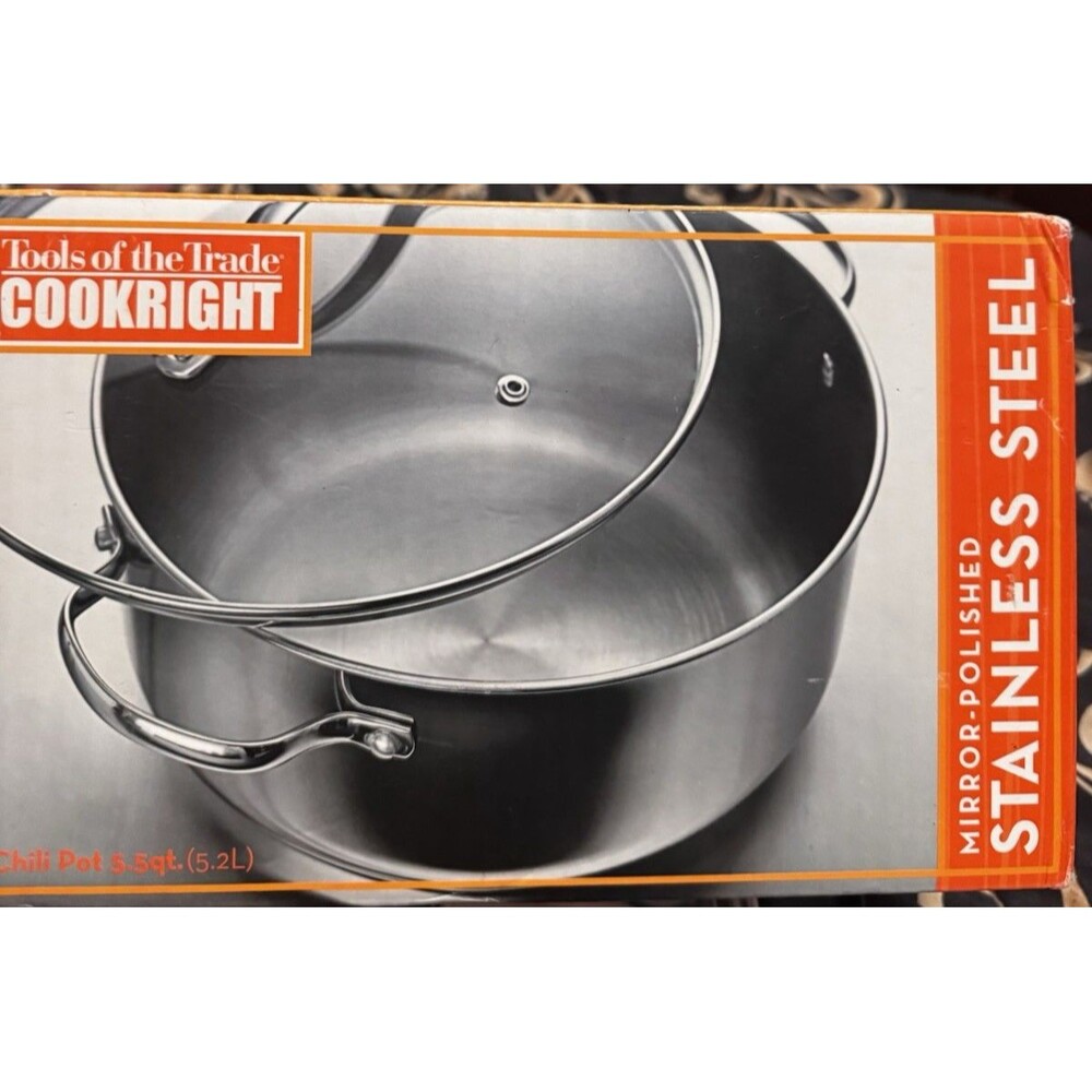 Tools of The Trade Cookright Mirror-Polished Stainless Steel Chili Pot 5.5qt